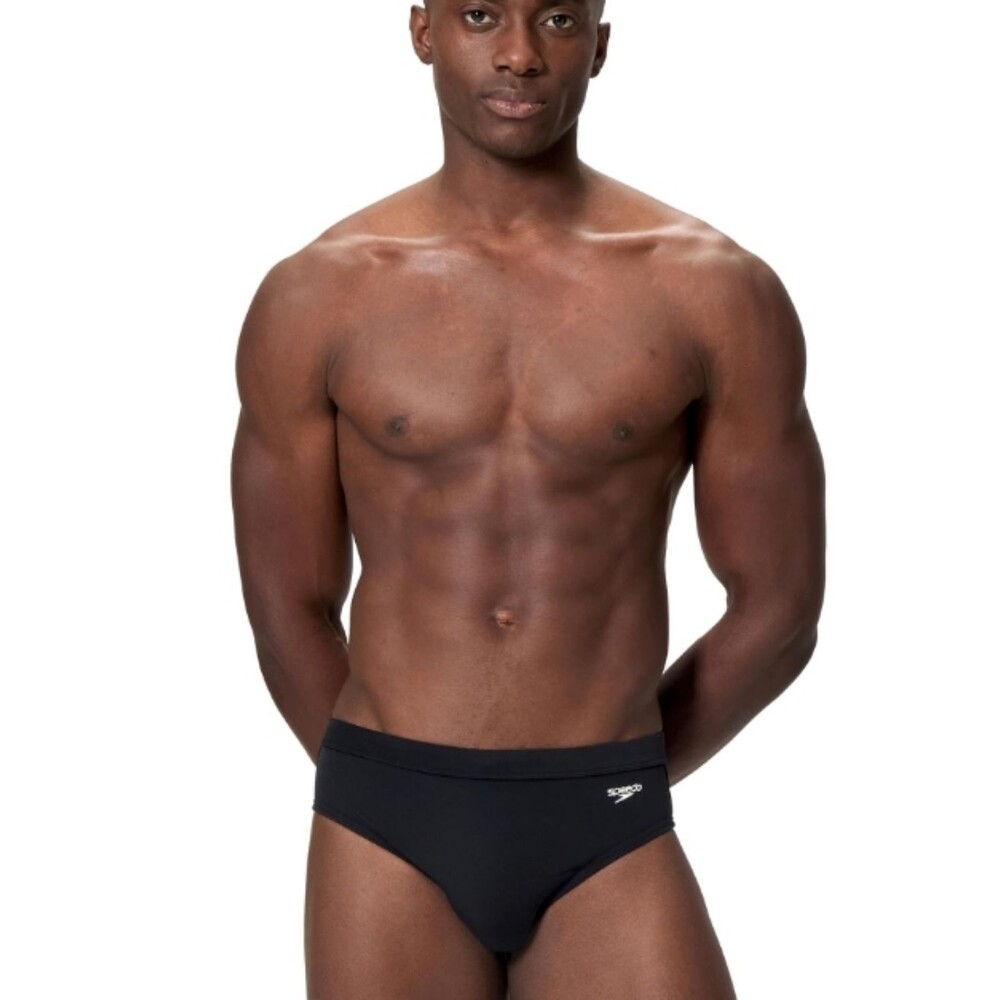 NWT Speedo Men's Swimsuit Brief Comfort Waistband Black Swim Training - Size 30